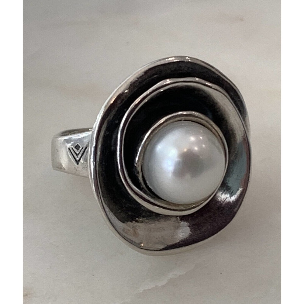 Silpada 'Lily Pearl' Ring 925 Sterling Silver & Pearl R2121 SIZE 4.75